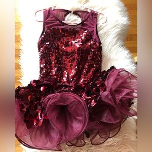 Dark deep red sequin dance dress